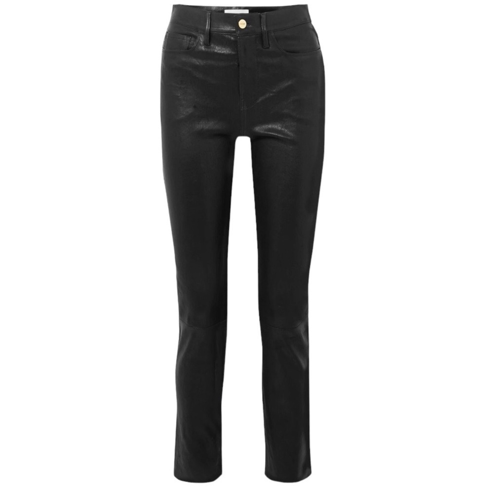 FRAME Le Sylvie High-Rise Lambskin Leather Pants - Picture 4 of 14